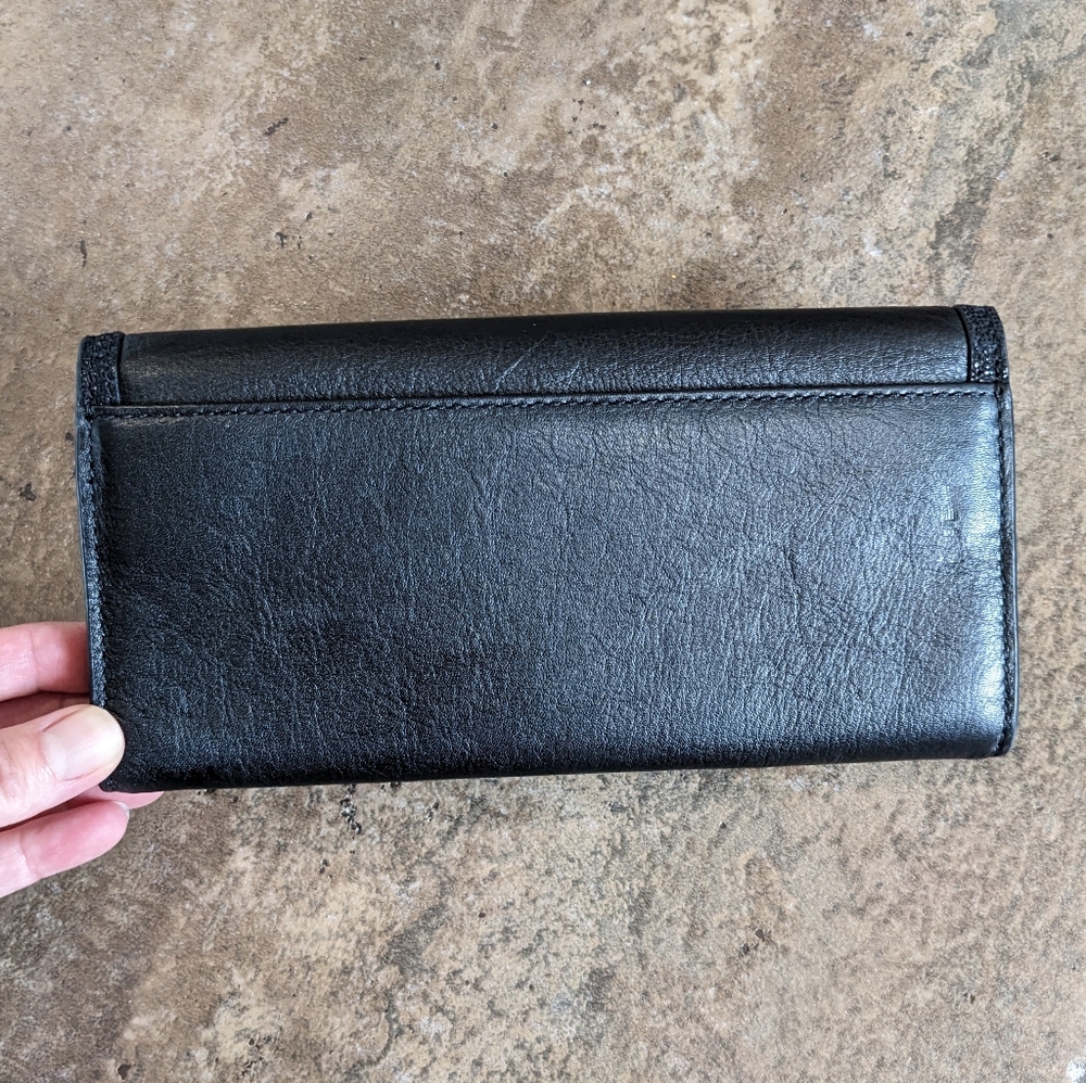 Coach Black Leather Continental Wallet with Silver Hardware - Picture 2 of 9